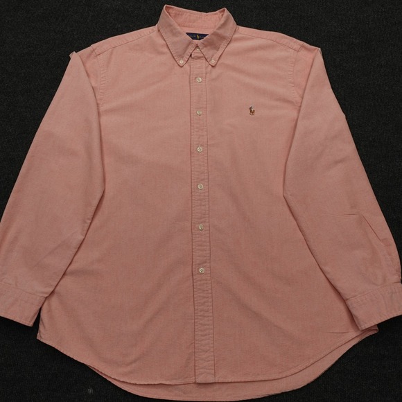 Ralph Lauren Button Down Long Sleeve Cotton Oxford Preppy Men XL Salmon - Picture 2 of 8